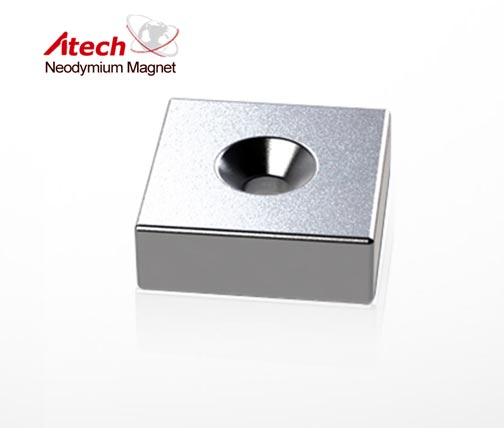 2/3“x3/4”x3/8“ Countersunk Block Magnet #6 Screw N42 Neodymium Permanent Magnet