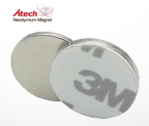 N45 3/8 inch x1/16 inch Neodymium Rare Earth Disc Magnet with Adhesive Back