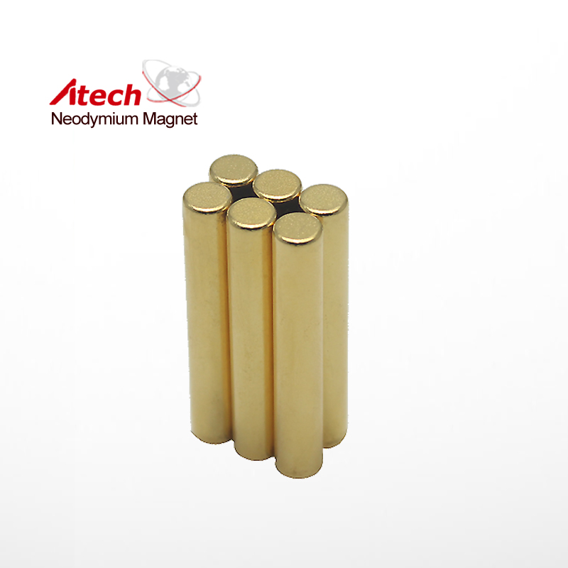 Gold Coated N42H Neodymium Magnet Cylinder